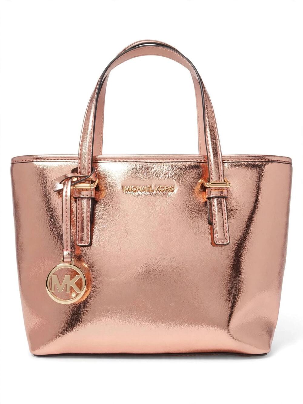 NWT Michael Kors Jet Set Travel XS Convertible Tote Rose Gold Metallic Purse